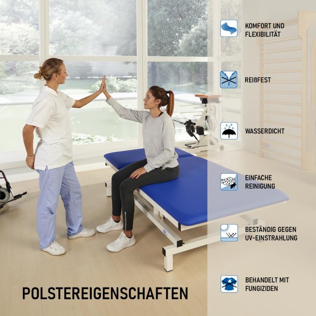 1A Therapieliege THER PLUS 1 | unterteilt in 4 Polster | konfigurierbare Höhenverstellung und Polsterfarben